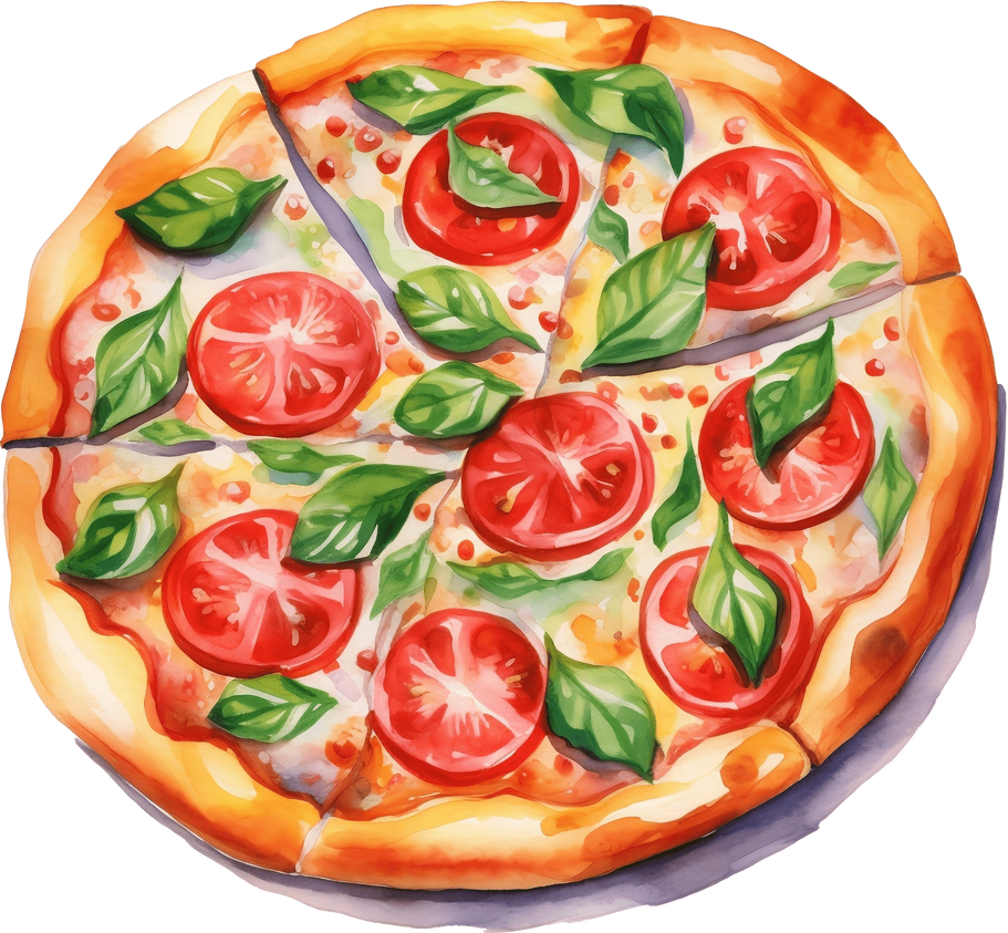 watercolor pizza ,Hand painted vector illustration